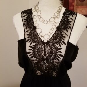 Black Tunic Tank with Lace